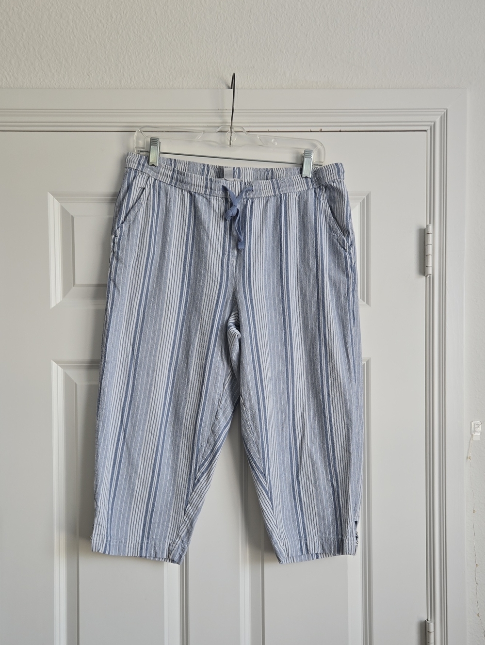 100% Cotton croft & barrow Blue and White Striped Cotton Lounge Pants